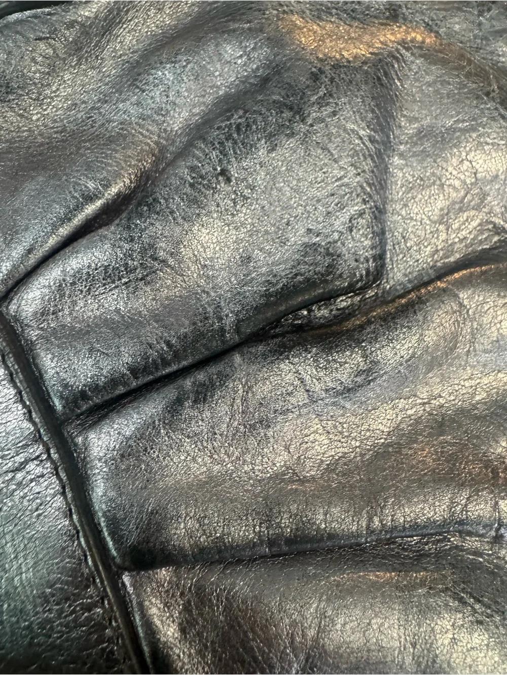 Francesco Biasia Metallic Pewter Leather Hobo Shoulder Bag y2k